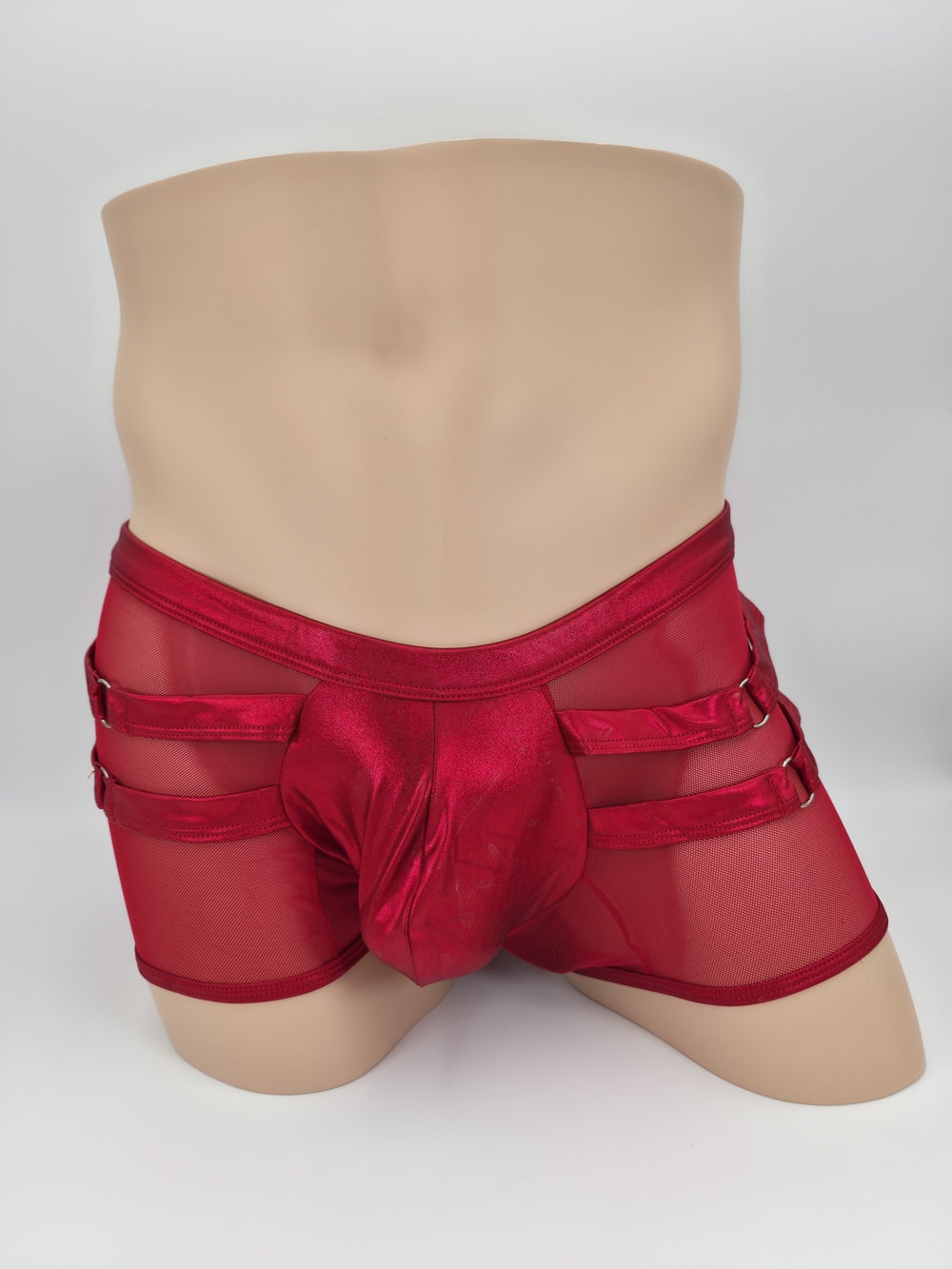 Men's Red Sheer Strappy Boxer Briefs - Fashion Underwear